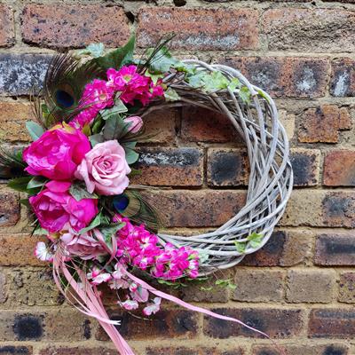 Wreath artificial flowers, pink