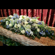 Luxury Double Ended Casket Spray Blue and White