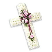 Traditional Cross, white, pink