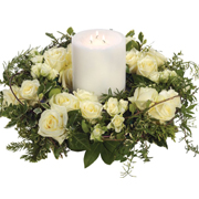 Special White Rose Wreath and Candle