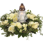 Special White Rose Wreath and Lantern