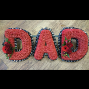 Painted lettering DAD, red, black ribbon