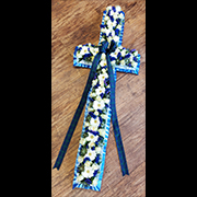 Scottish Tartan Ribbon Cross White and Blue