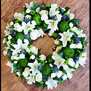 Superb Wreath White and Green with Thistle