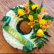 Traditional Wreath Mass White Green Ribbon with sash