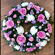 Rose Wreath Pink Lilac and White