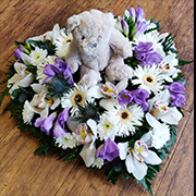 Full Heart, with teddy, white and lilac 