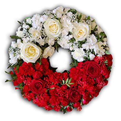 Bi-Colour White and Red wreath