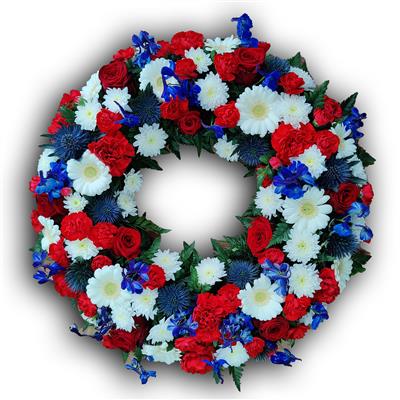 Classic Wreath Blue Red and White