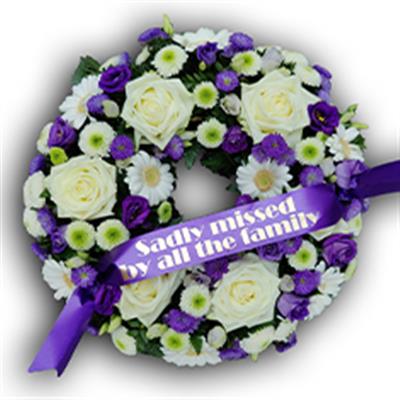 Classic Wreath Purple, White with Sash