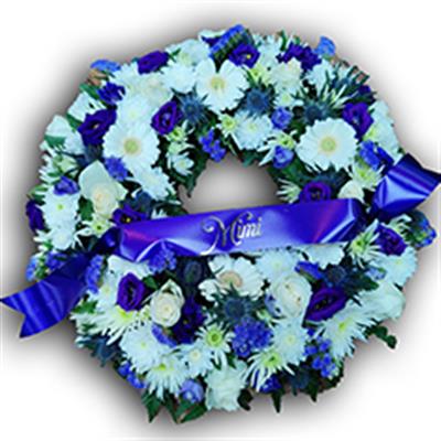 Classic Wreath Blue and White with Sash