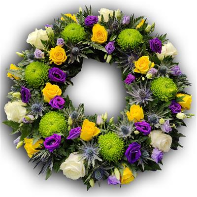 Wreath, White, Yellow, Purple, Green