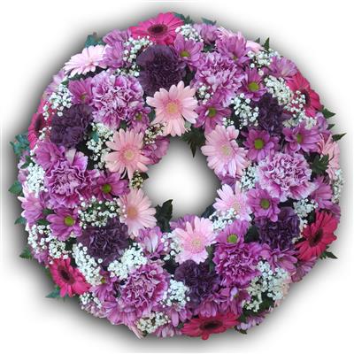 Cerise, pink, purple wreath