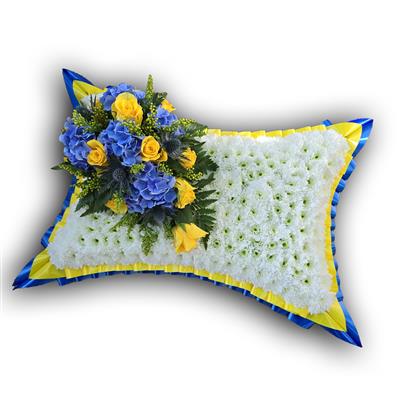 Traditional Pillow, blue, yellow